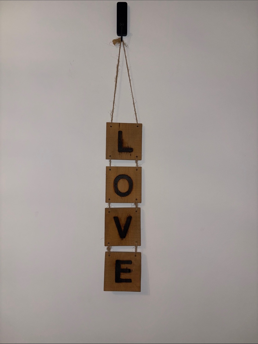 Rustic "LOVE" Hanging Wall Decor - Branded Letters on Wooden Squares